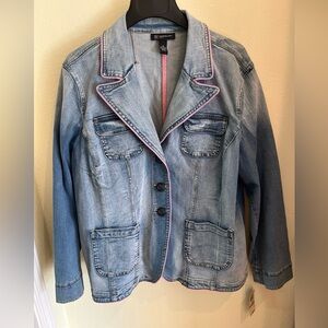 INC women’s jean jacket barn coat Style 3X NWT Super Cute Pink Piping